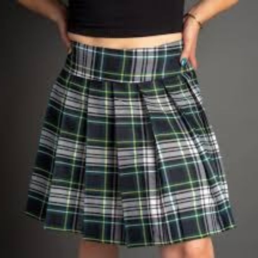 Lands' End Tartan Plaid Skirt in Green and Blue